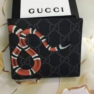 Authentic Gucci Black Kingsnake Bifold Wallet
